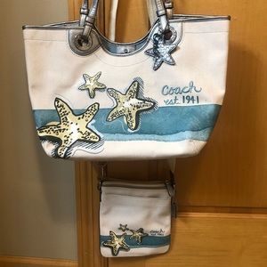 Coach starfish sea star canvas tote and matching crossbody messenger